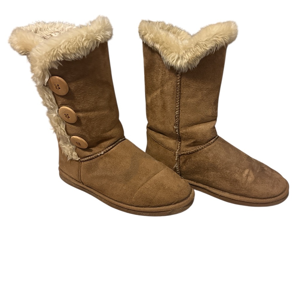 JustFab Tan Winter Boots with Faux Fur